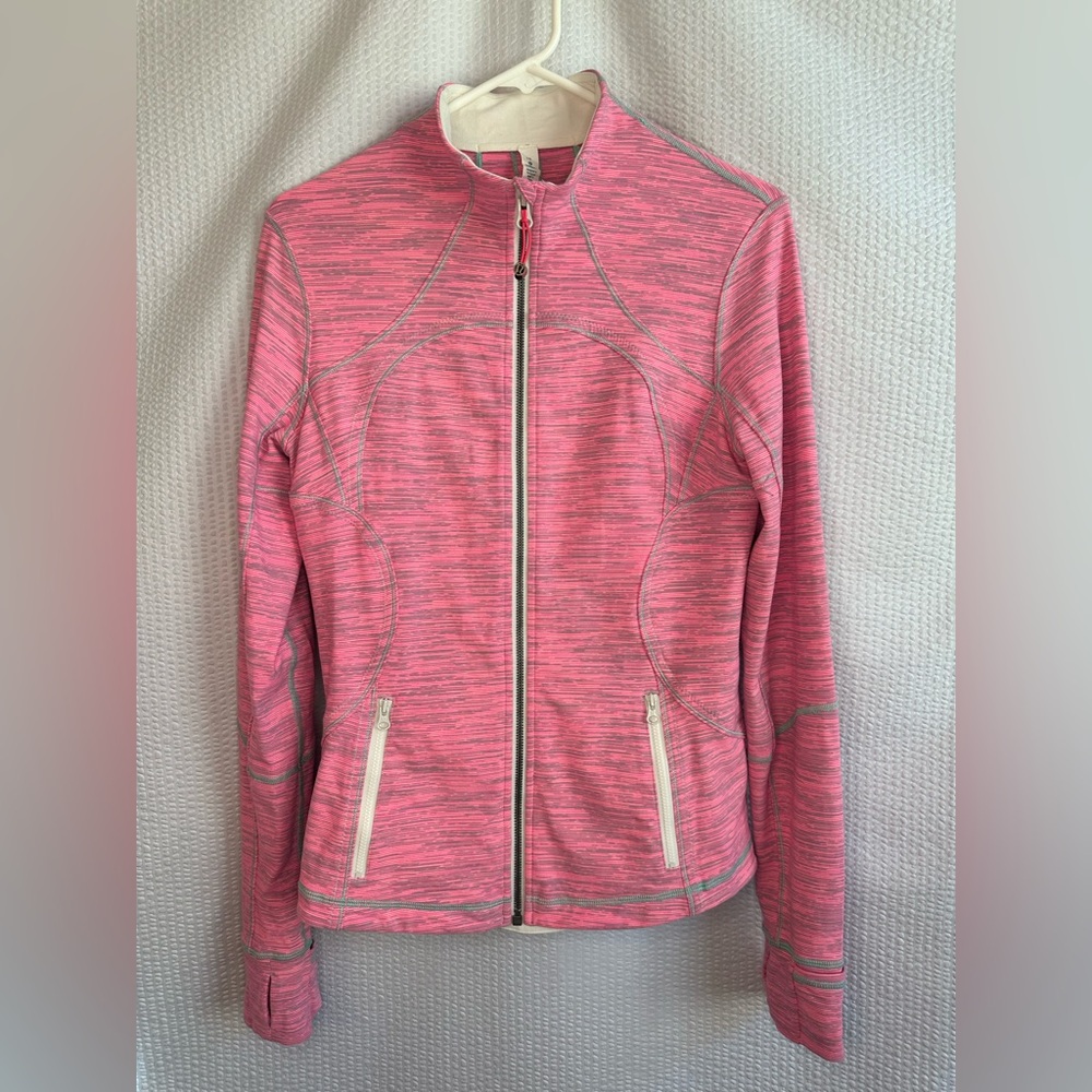 LULULEMON Forme Jacket Wear Are From Space Pink Gray Size 10 Full Zip Running